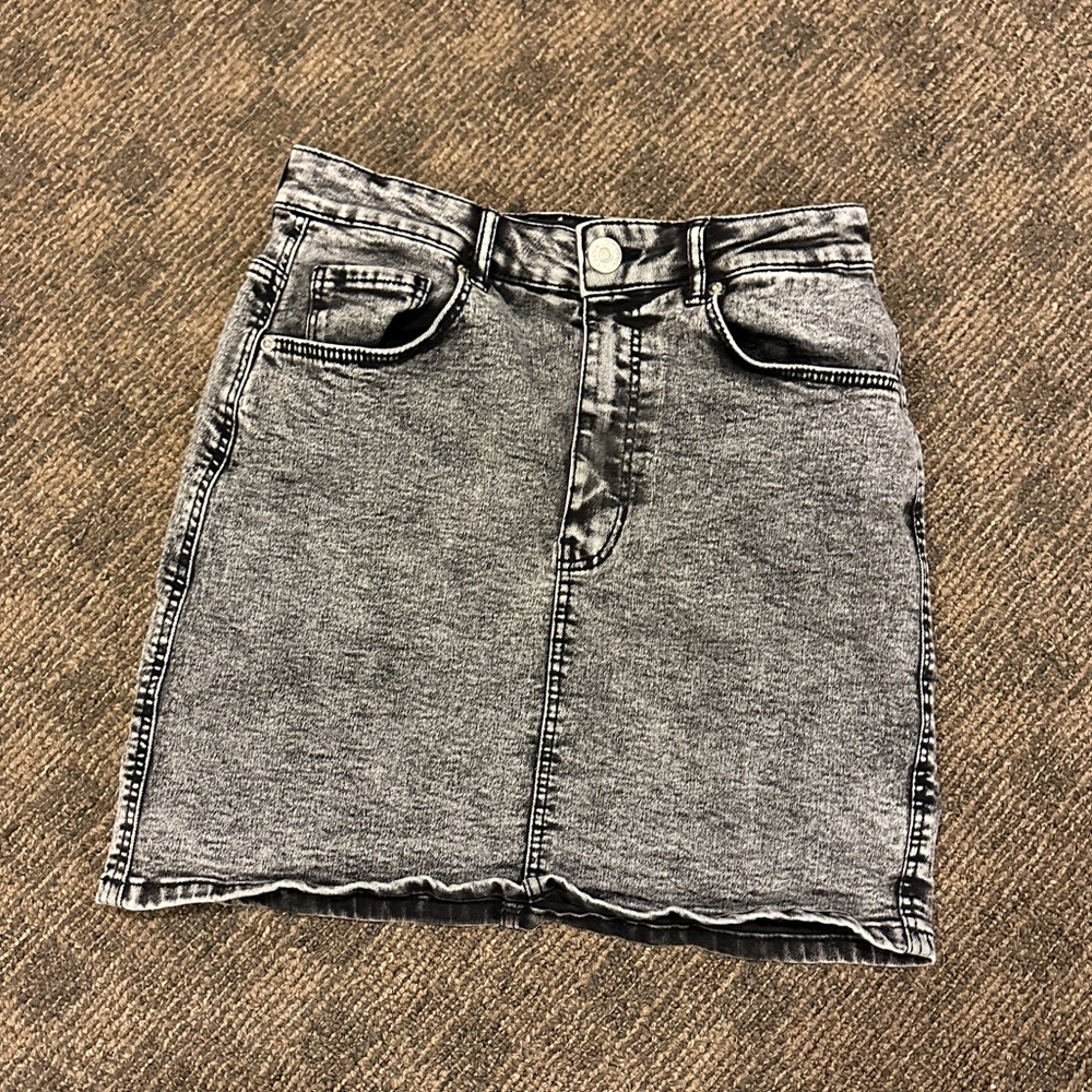 Zara Distressed Black Jean Mini Skirt Size Small